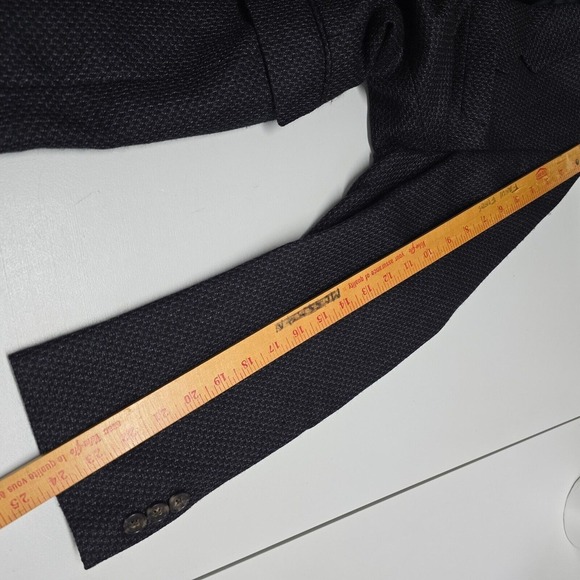 Hart Schaffner Marx Sport Coat‎ Mens 42R Black Blue 3 Button Wool No Vent Office - Picture 14 of 16